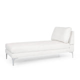 Christopher Knight Home® - Noble House - Beamon Contemporary Fabric Chaise Lounge, Ivory and Silver