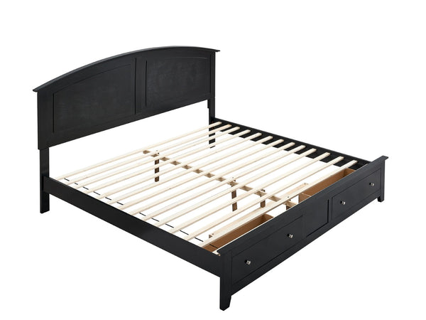 English Elm Hammond King Storage Bed with Panel Headboard Farmhouse Platform Frame Two Drawers Black B078S00681