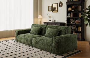 English Elm 106.3 Inch Large Striped Fabric Compression Sofa - Modern Green Comfort For Living Room & Bedroom W3147S00020