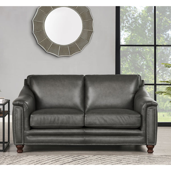 English Elm Belfast Luxurious Top Grain Leather Loveseat with Curved Back, Nailhead Trim & Tufted Sides, Timeless Craftsmanship and Comfort B2705P211694