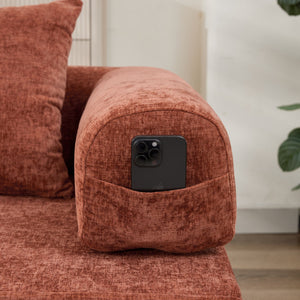 English Elm Comfy Convertible Folding Mattress Couch with Chenille Fabric, Space-Saving Floor Sofa Bed for Small Spaces Orange W1143P364841