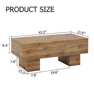 English Elm This modern rectangular coffee table with wood texture MDF, 300 lb capacity, easy 10-15 min assembly W1151P271517