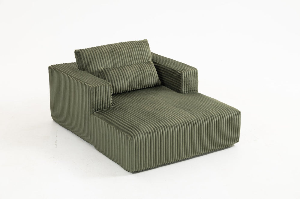 English Elm Sofa Bed Compact Corduroy Convertible Sleeper with Lumbar Pillows for Studio Apartments Green W3326P345960