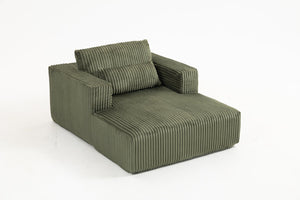 English Elm Sofa Bed Compact Corduroy Convertible Sleeper with Lumbar Pillows for Studio Apartments Green W3326P345960
