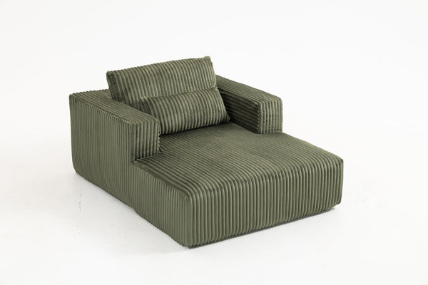 English Elm Sofa Bed Compact Corduroy Convertible Sleeper with Lumbar Pillows for Studio Apartments Green W3326P345960
