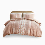 INK+IVY Imani Global Inspired Cotton Printed Duvet Cover Set with Chenille II12-1096 Blush