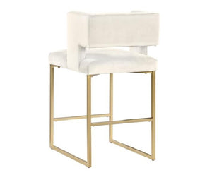 English Elm Modern Glam Counter Stools Set of 2 Velvet Cushioned Seats with Gold Metal Legs Cream,Gold B011P423332