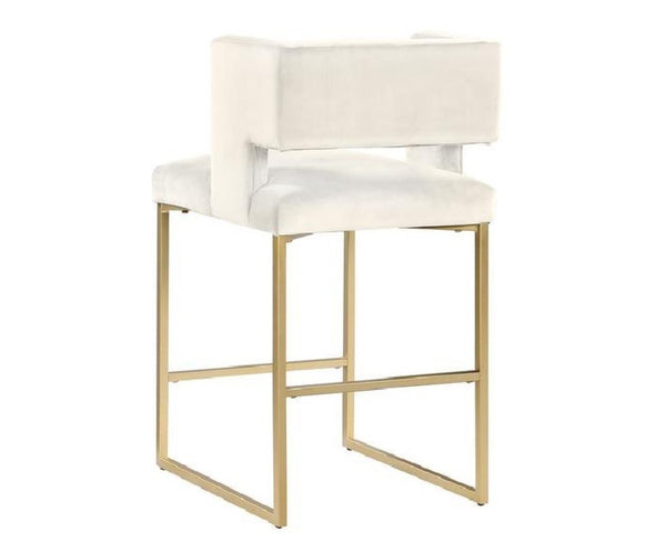 English Elm Modern Glam Counter Stools Set of 2 Velvet Cushioned Seats with Gold Metal Legs Cream,Gold B011P423332