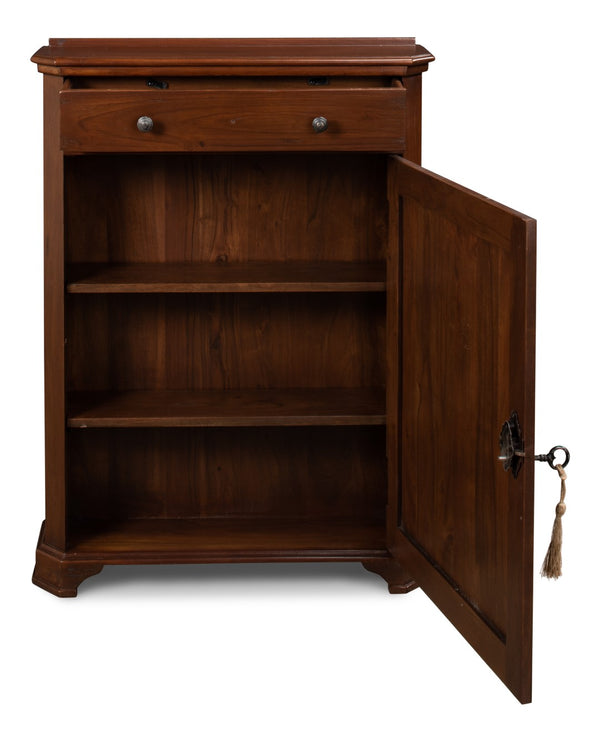 Sarreid Dante Hall Cabinet Walnut - Stylish Storage Solution With 2 Adjustable Shelves In Rich Walnut Finish Brown  25678-3