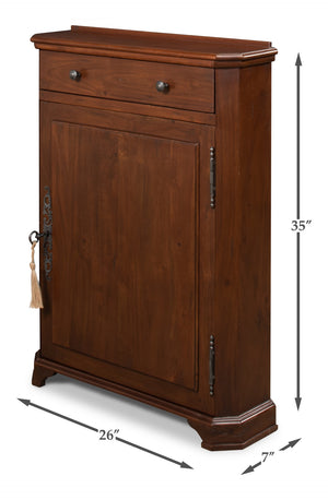 Sarreid Dante Hall Cabinet Walnut - Stylish Storage Solution With 2 Adjustable Shelves In Rich Walnut Finish Brown  25678-3