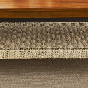 English Elm 47.25" Mid-Century Coffee Table with Woven Rattan Shelf, Wood Grain MDF Top & Solid Rubberwood Legs W1801P195652