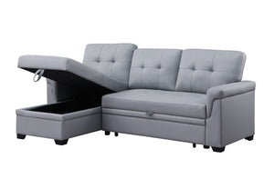 English Elm Jardin Vegan Leather Sleeper Sectional with Reversible Chaise and Hidden Storage B2749S00209