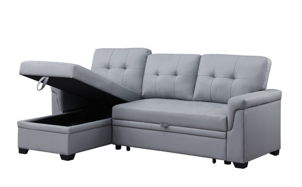 English Elm Jardin Vegan Leather Sleeper Sectional with Reversible Chaise and Hidden Storage B2749S00209