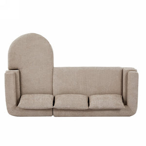 English Elm 106" L-shaped Sectional Sofa Modular Chaise Lounge Neutral Fabric Living Room Almond N771P396321V_N771P396322V