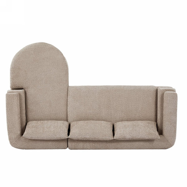 English Elm 106" L-shaped Sectional Sofa Modular Chaise Lounge Neutral Fabric Living Room Almond N771P396321V_N771P396322V