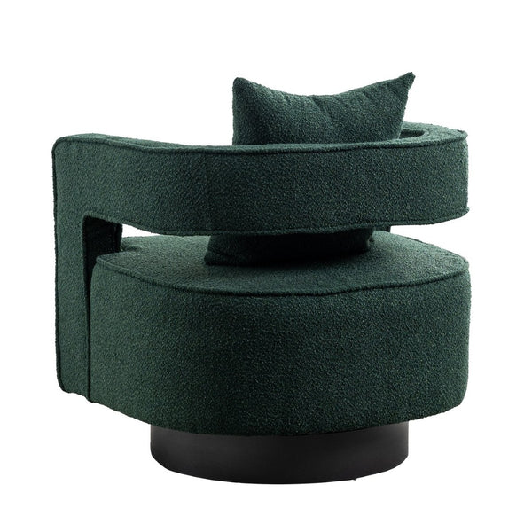 English Elm 29.13"w Boucle Swivel Accent Chair Open Back 360 Rotation Modern Lounge Seating Green W3188P417877