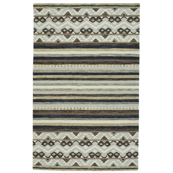 Capel Rugs Avanti-kelim Handcrafted Wool Area Rug With Eclectic Mosaic Patterns And Vibrant Colorful Design Silver Birch, Black 100% Wool 2569ns02060800335