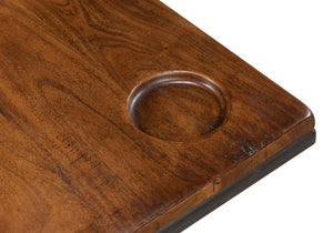 Sarreid Low Game Table With Four Stools - Stylish Fruitwood & Pewter Design, Perfect For Family Game Night! Brown  25693