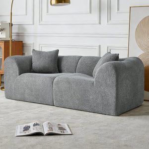 English Elm Modern Velvet Two Seat Loveseat with Pillows Compact Upholstered Sofa for Apartment Gray W1765P349641