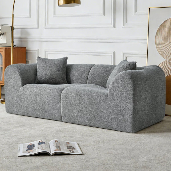 English Elm Modern Velvet Two Seat Loveseat with Pillows Compact Upholstered Sofa for Apartment Gray W1765P349641