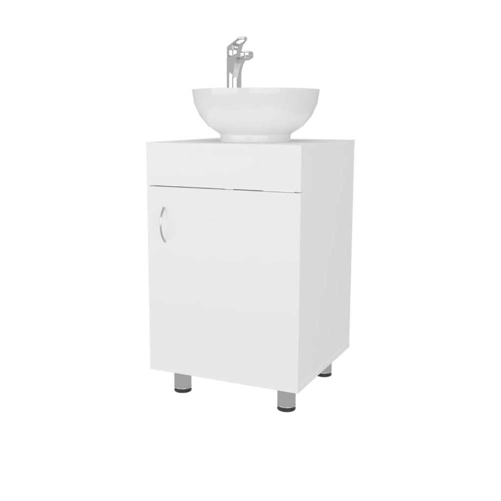 English Elm White Compact Bathroom Vanity With Integrated Vessel Sink – Stylish Storage For Small Spaces B062P303928-GIGA