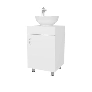 English Elm White Compact Bathroom Vanity With Integrated Vessel Sink – Stylish Storage For Small Spaces B062P303928-GIGA