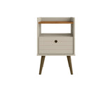 Manhattan Comfort Bogart Mid-Century Modern Nightstand Off-White 256BMC10