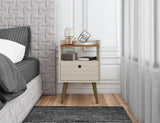 Manhattan Comfort Bogart Mid-Century Modern Nightstand Off-White 256BMC10