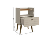 Manhattan Comfort Bogart Mid-Century Modern Nightstand Off-White 256BMC10