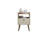 Manhattan Comfort Bogart Mid-Century Modern Nightstand Off-White 256BMC10