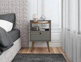 Manhattan Comfort Bogart Mid-Century Modern Nightstand Grey 256BMC50