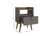 Manhattan Comfort Bogart Mid-Century Modern Nightstand Grey 256BMC50