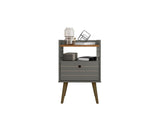 Manhattan Comfort Bogart Mid-Century Modern Nightstand Grey 256BMC50