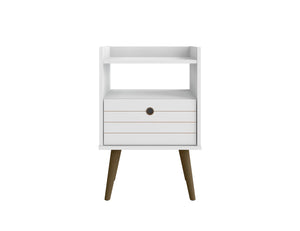 Manhattan Comfort Bogart Mid-Century Modern Nightstand White 256BMC6