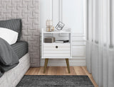 Manhattan Comfort Bogart Mid-Century Modern Nightstand White 256BMC6