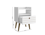 Manhattan Comfort Bogart Mid-Century Modern Nightstand White 256BMC6