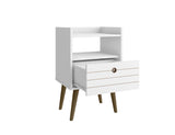 Manhattan Comfort Bogart Mid-Century Modern Nightstand White 256BMC6