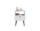 Manhattan Comfort Bogart Mid-Century Modern Nightstand White 256BMC6