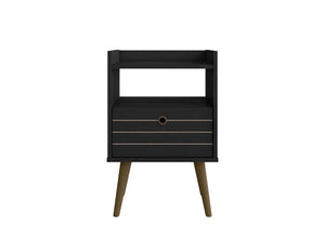 Manhattan Comfort Bogart Mid-Century Modern Nightstand Black 256BMC8