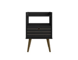 Manhattan Comfort Bogart Mid-Century Modern Nightstand Black 256BMC8