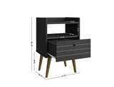 Manhattan Comfort Bogart Mid-Century Modern Nightstand Black 256BMC8