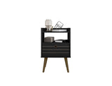 Manhattan Comfort Bogart Mid-Century Modern Nightstand Black 256BMC8