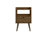 Manhattan Comfort Bogart Mid-Century Modern Nightstand Rustic Brown 256BMC9