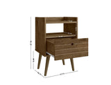 Manhattan Comfort Bogart Mid-Century Modern Nightstand Rustic Brown 256BMC9