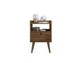 Manhattan Comfort Bogart Mid-Century Modern Nightstand Rustic Brown 256BMC9