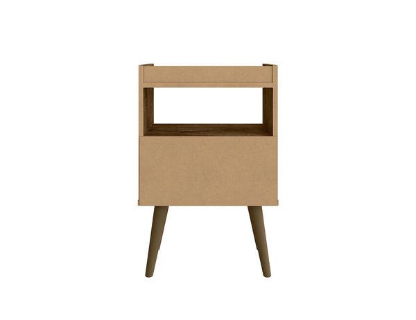 Manhattan Comfort Bogart Mid-Century Modern Nightstand Rustic Brown 256BMC9