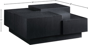Meridian Furniture Mateo Art Deco Oak Veneer Square Coffee Table with Multi-level Dual Tiered Living Room Surface Black 256Black-CT