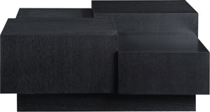Meridian Furniture Mateo Art Deco Oak Veneer Square Coffee Table with Multi-level Dual Tiered Living Room Surface Black 256Black-CT