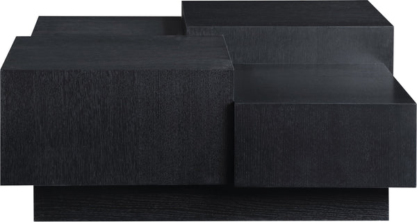 Meridian Furniture Mateo Art Deco Oak Veneer Square Coffee Table with Multi-level Dual Tiered Living Room Surface Black 256Black-CT