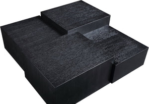 Meridian Furniture Mateo Art Deco Oak Veneer Square Coffee Table with Multi-level Dual Tiered Living Room Surface Black 256Black-CT